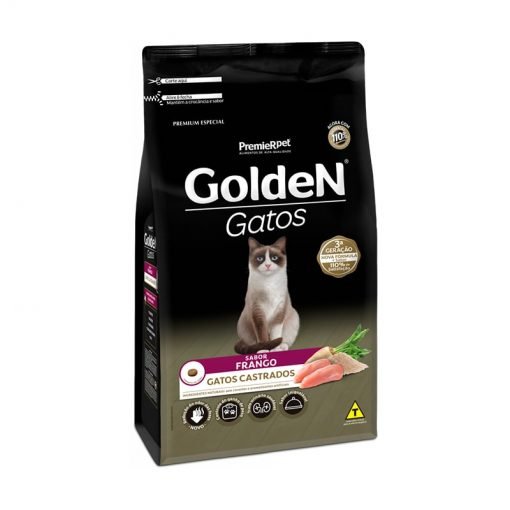 Ração Seca PremieR Pet Golden Frango para Gatos Adultos Castrados 10,1kg