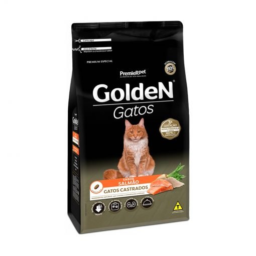 Ração Seca PremieR Pet Golden Salmão para Gatos Adultos Castrados 10,1kg