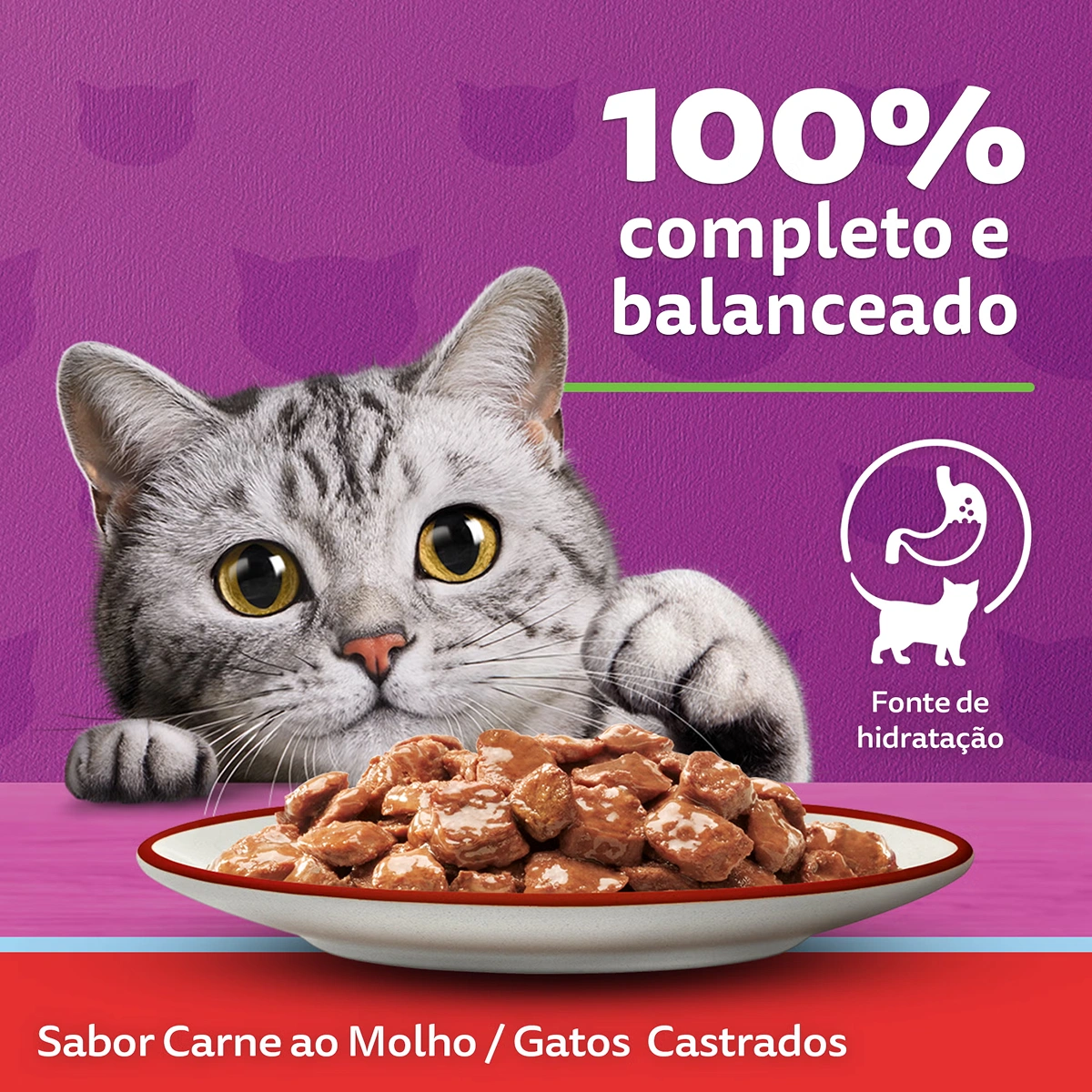 Whiskas Sachê Castrados Carne 85g