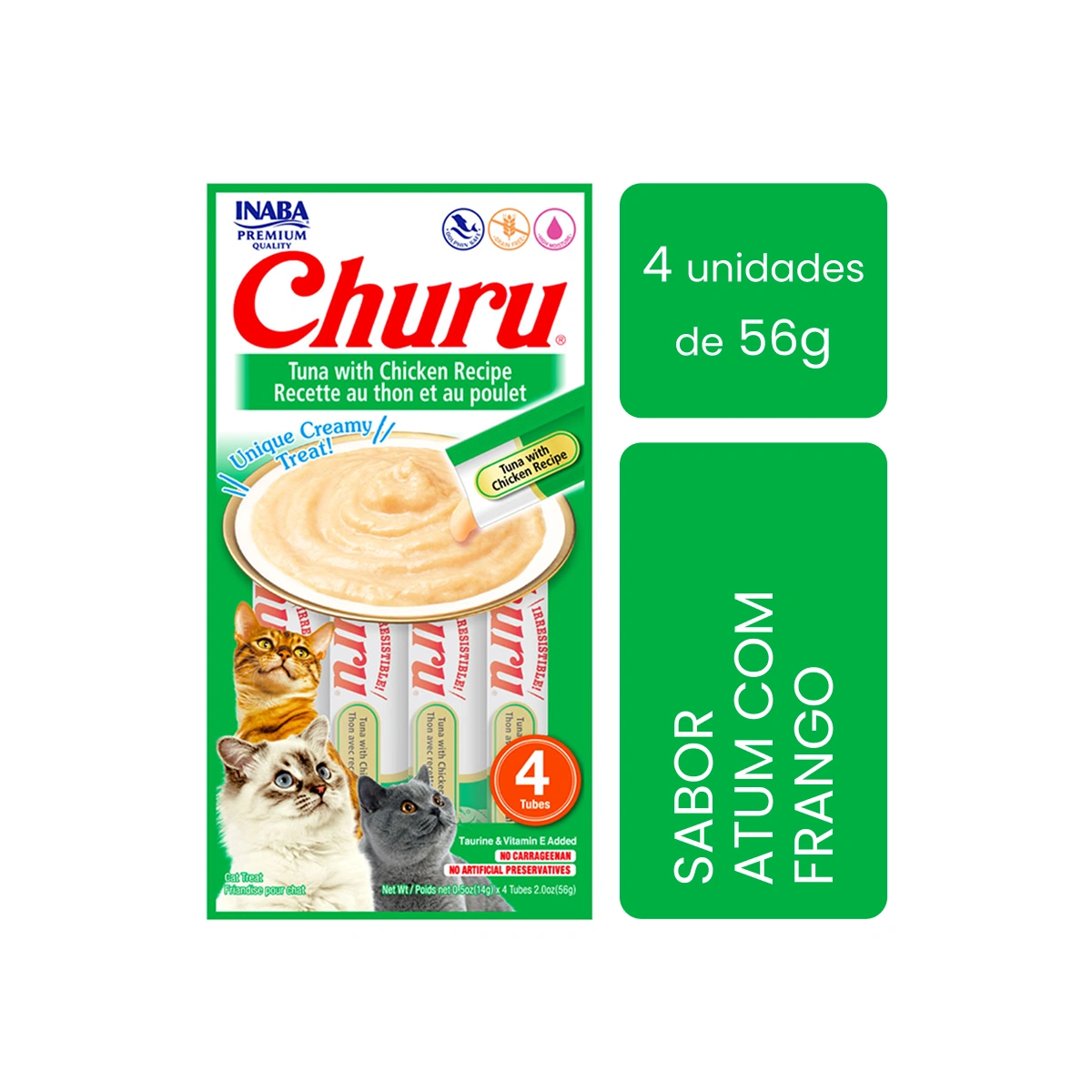 Petisco Cremoso Churu Sabor Atum com Frango para Gatos 56 g - Imagem 3