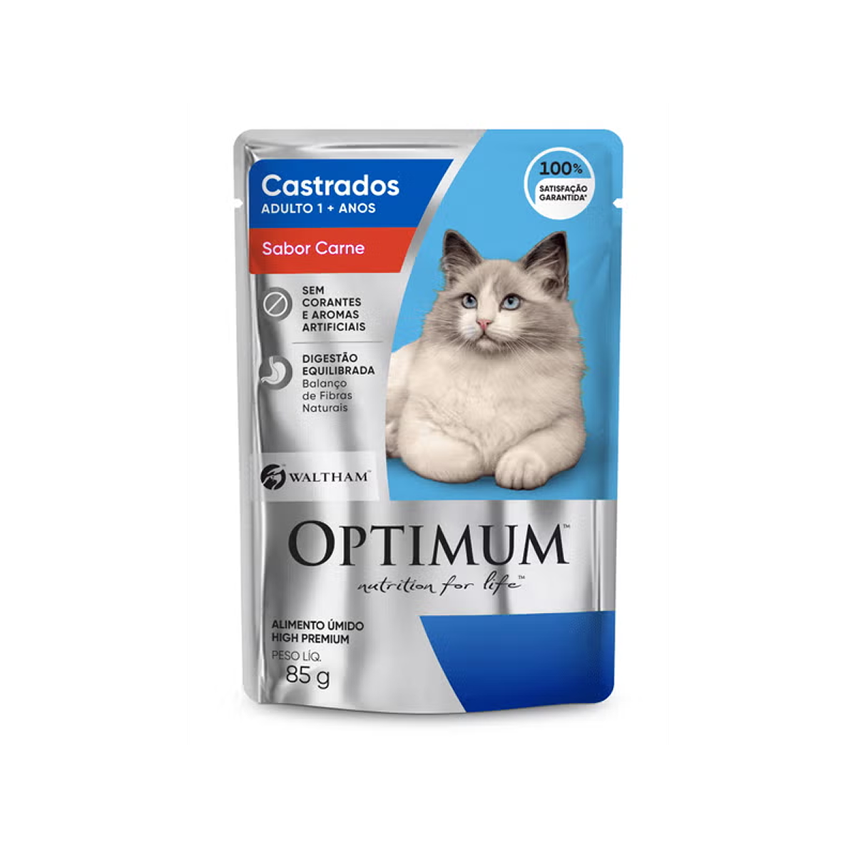 Optimum Sachê Gatos Adultos Castrados Sabor Carne 85g
