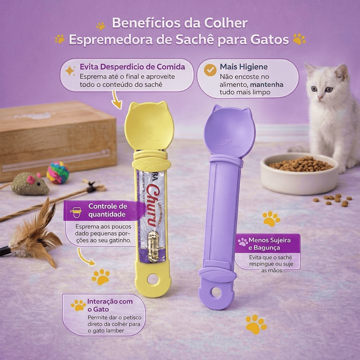 Colher Espremedora de Petisco Sachê Churu Para Gatos e Cães - Imagem 2
