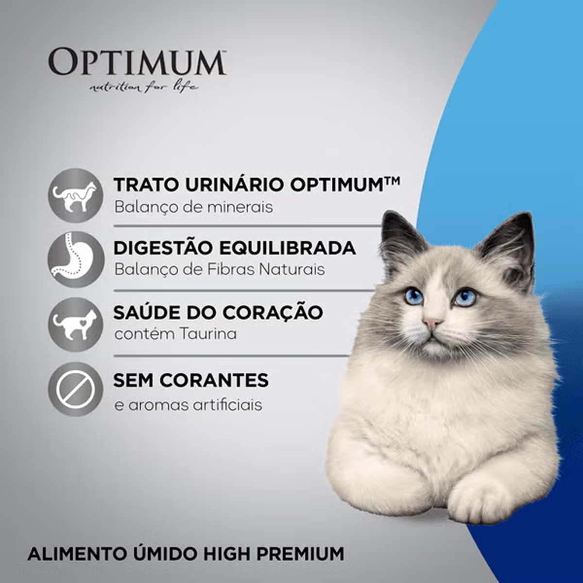 Optimum Sachê Gatos Adultos Castrados Sabor Carne 85g - Imagem 2