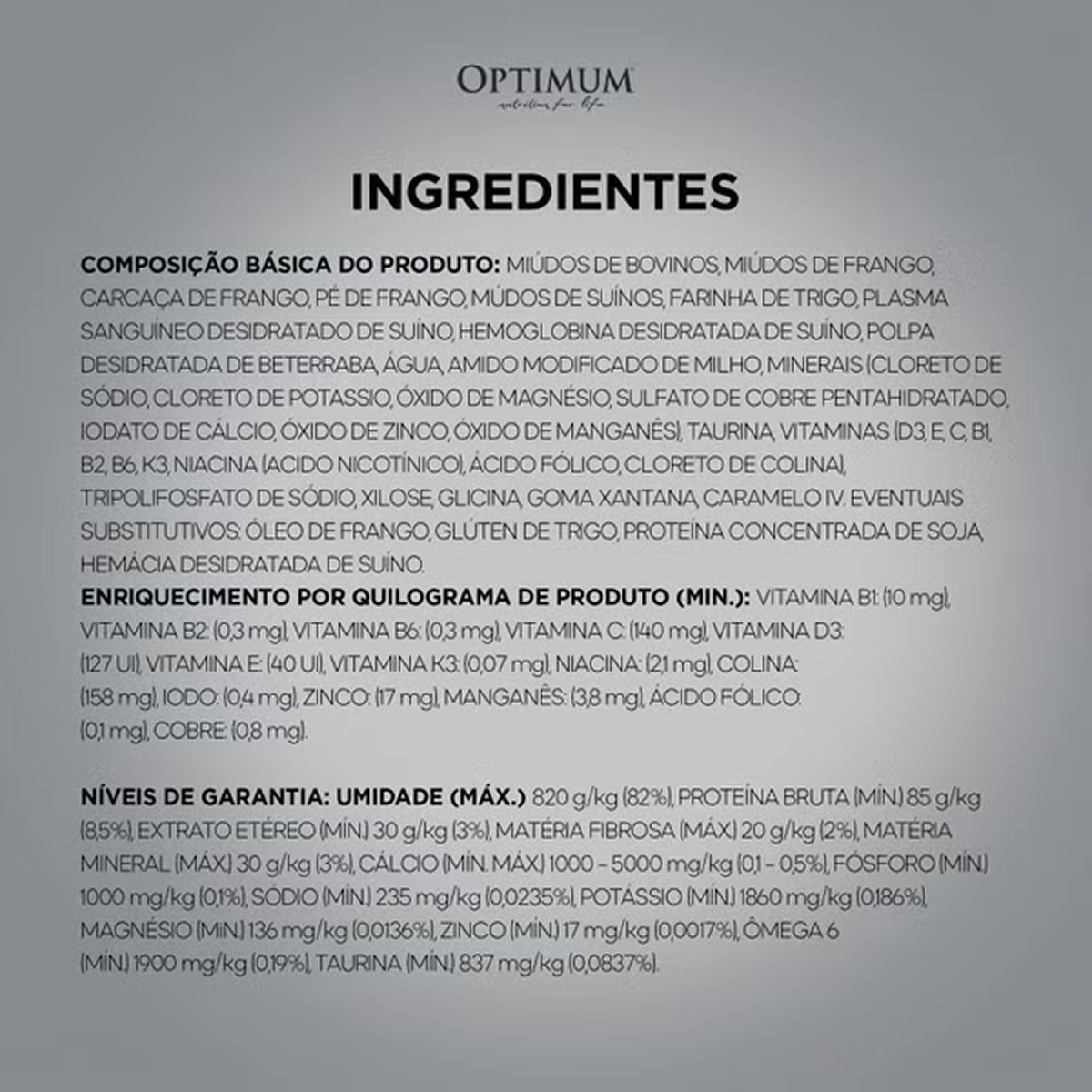 Optimum Sachê Gatos Adultos Castrados Sabor Carne 85g - Imagem 6