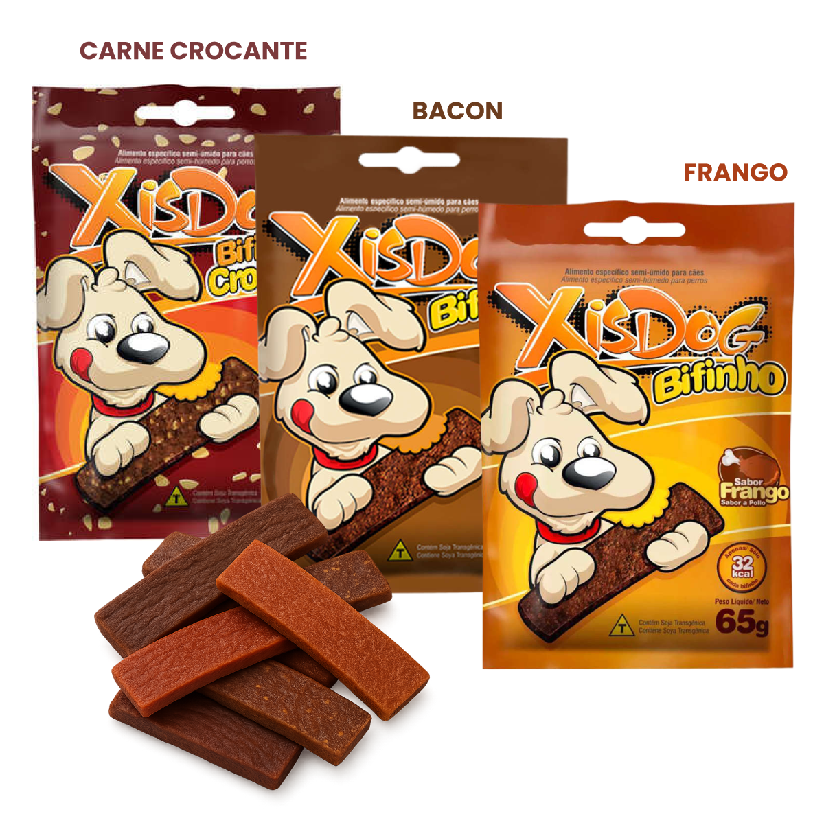 Kit Mix 3 Petiscos Snack XisDog Bifinho de 65g - Imagem 2
