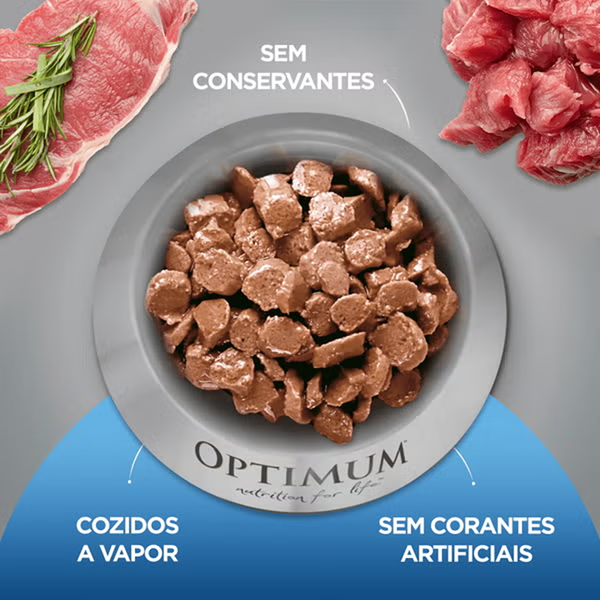 Optimum Sachê Gatos Adultos Castrados Sabor Carne 85g - Imagem 3