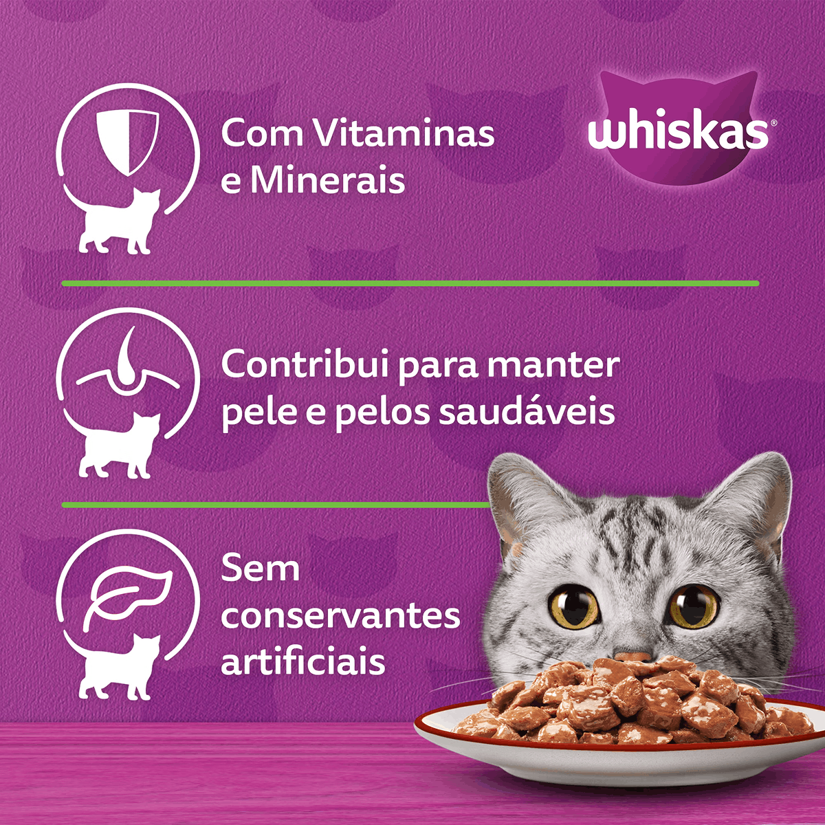 Whiskas® Sachê Carne ao Molho para Gatos Adultos 85 g - Imagem 3