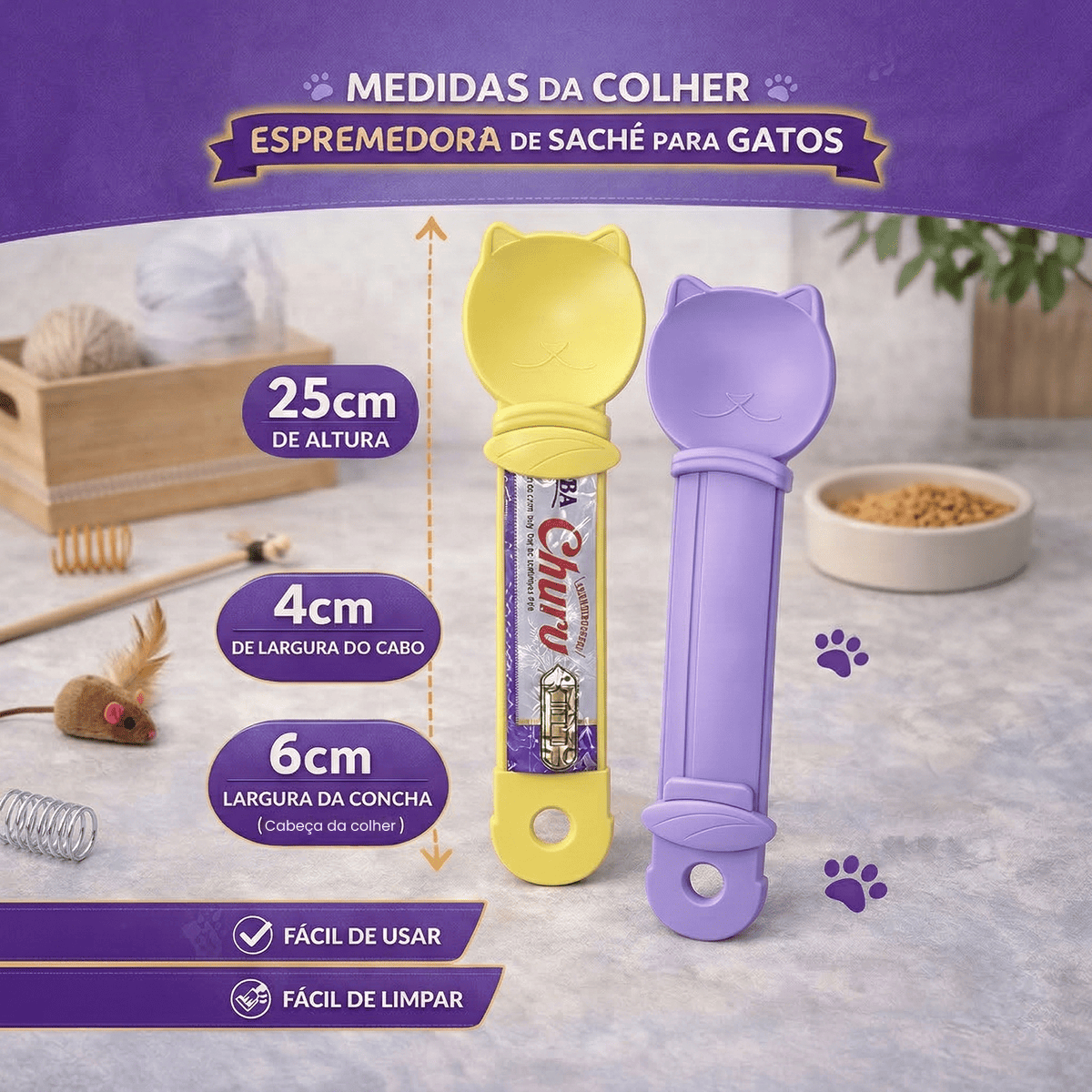 Colher Espremedora de Petisco Sachê Churu Para Gatos e Cães - Imagem 4