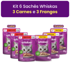 Kit 6 Sachês Whiskas Carne e Frango