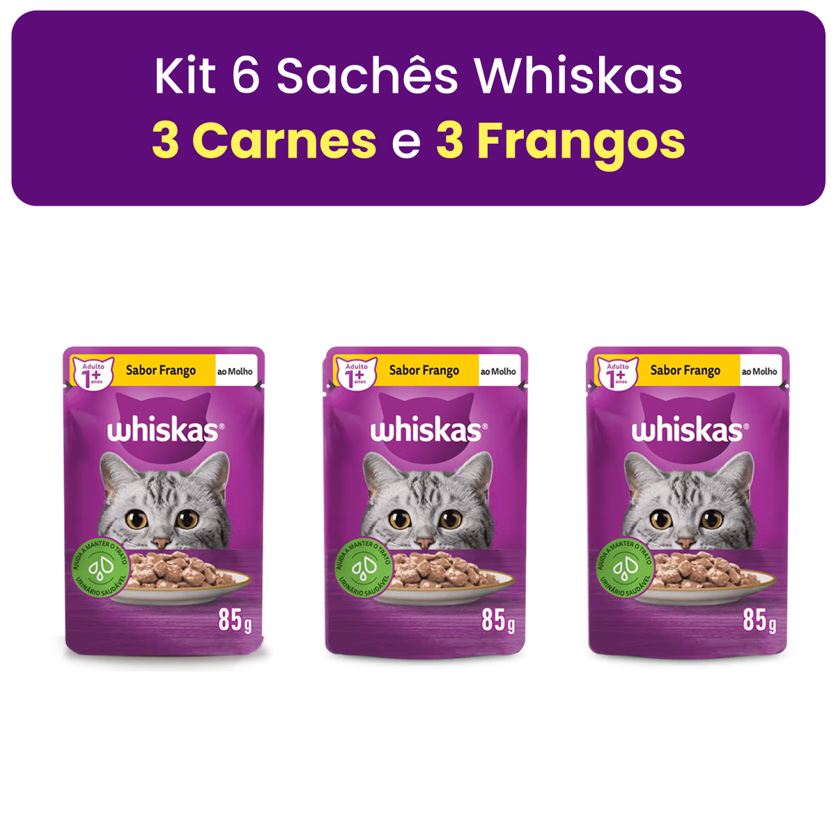 Kit 6 Sachês Whiskas Carne e Frango - Imagem 3